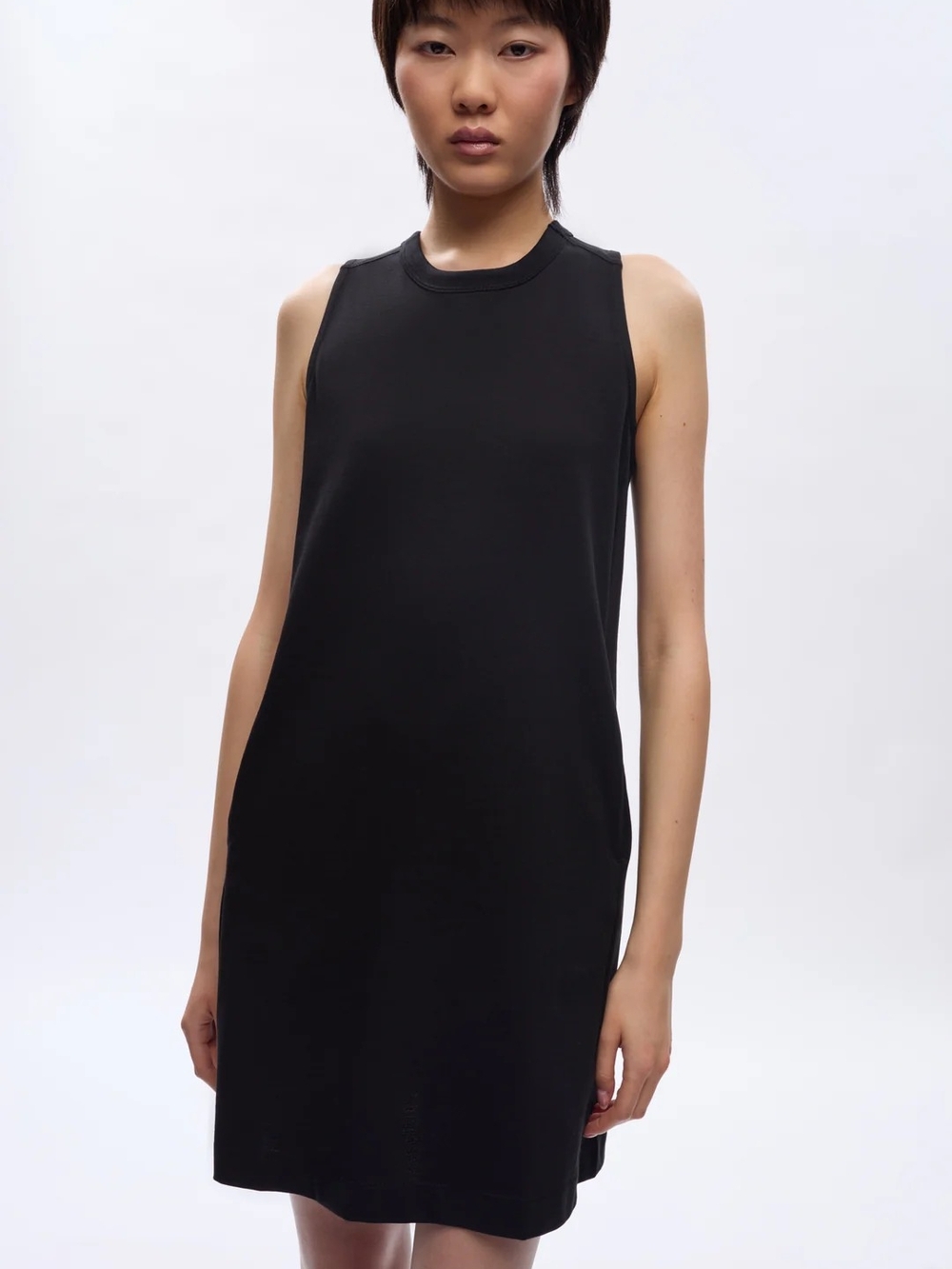 KOTN Black Sleeveless Midi Shift Dress